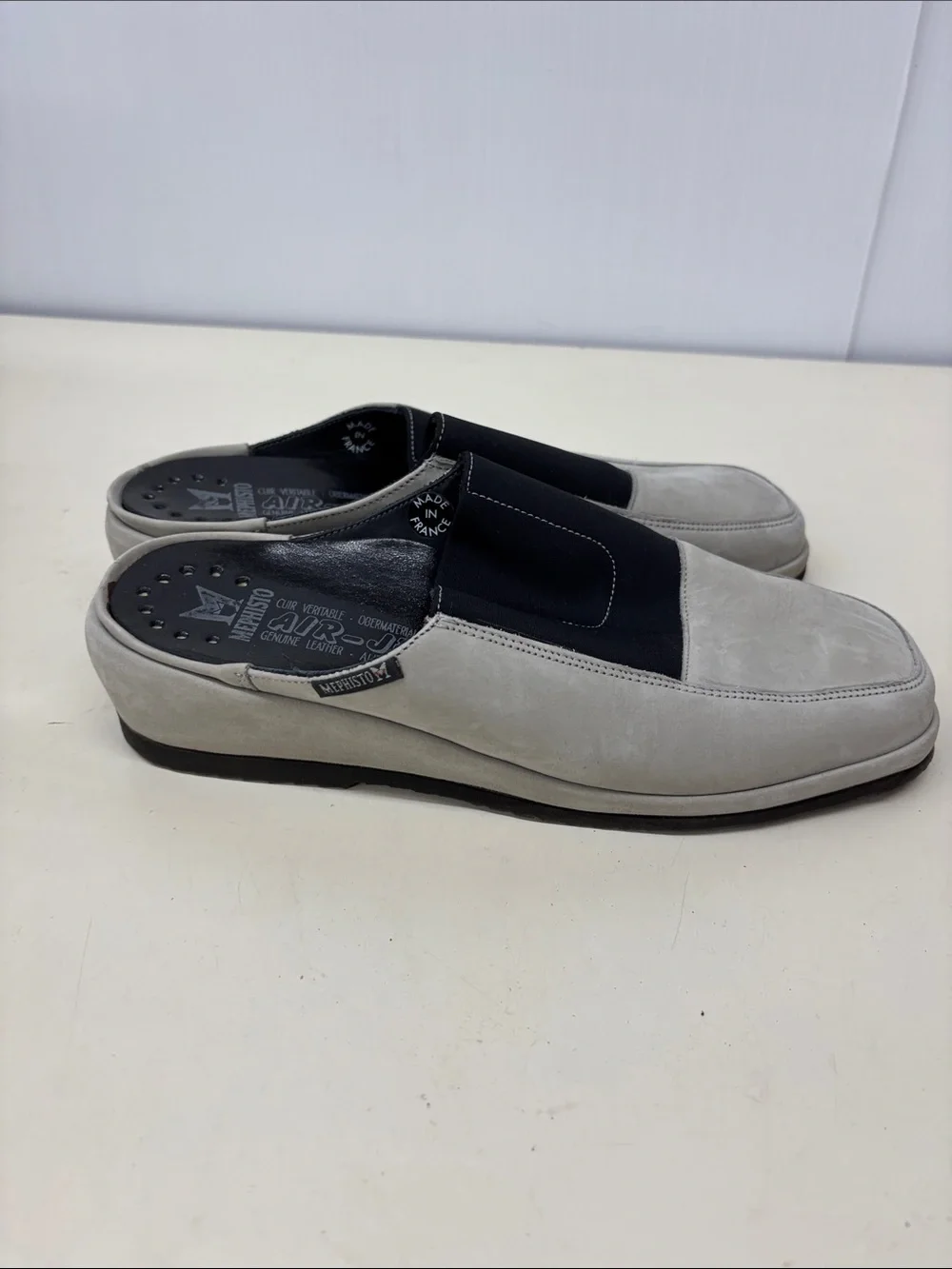 Mephisto Men's Suede Slip-On Loafers in Light Gray and Black